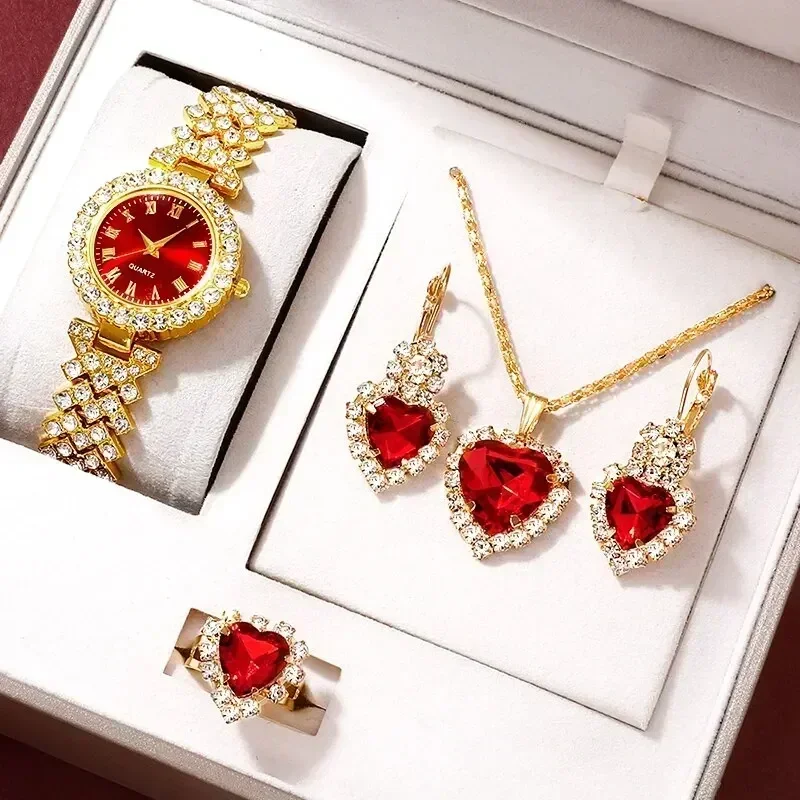 Jewelry Watches Luxury - 골든 럭셔리 시계 여성 반지 목걸이