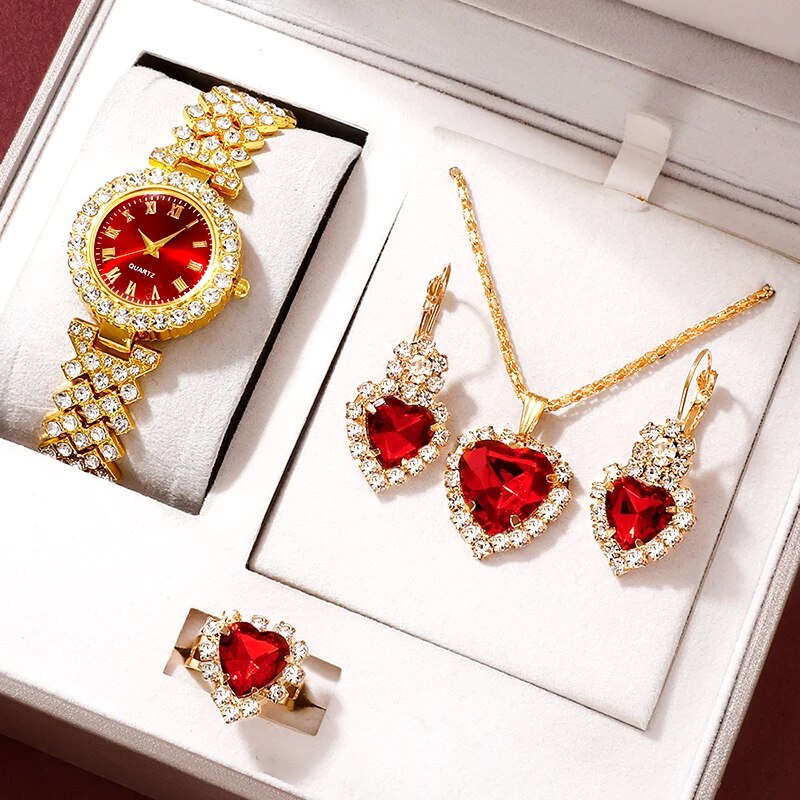 Jewelry Watches Luxury - 여성용 골든 럭셔리 시계 반지 목걸이