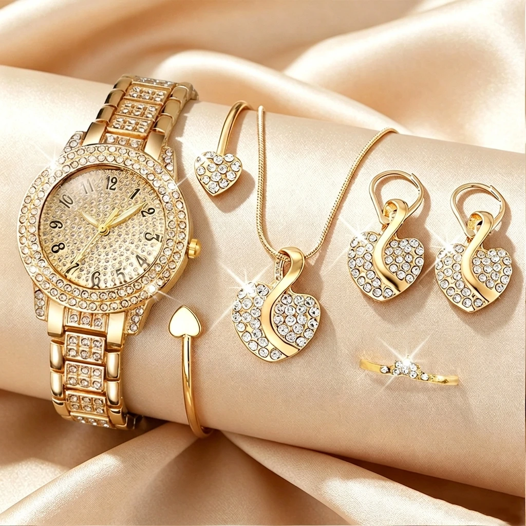 Jewelry Watches Luxury - 6종 패션 라인스톤 여성 시계 하트