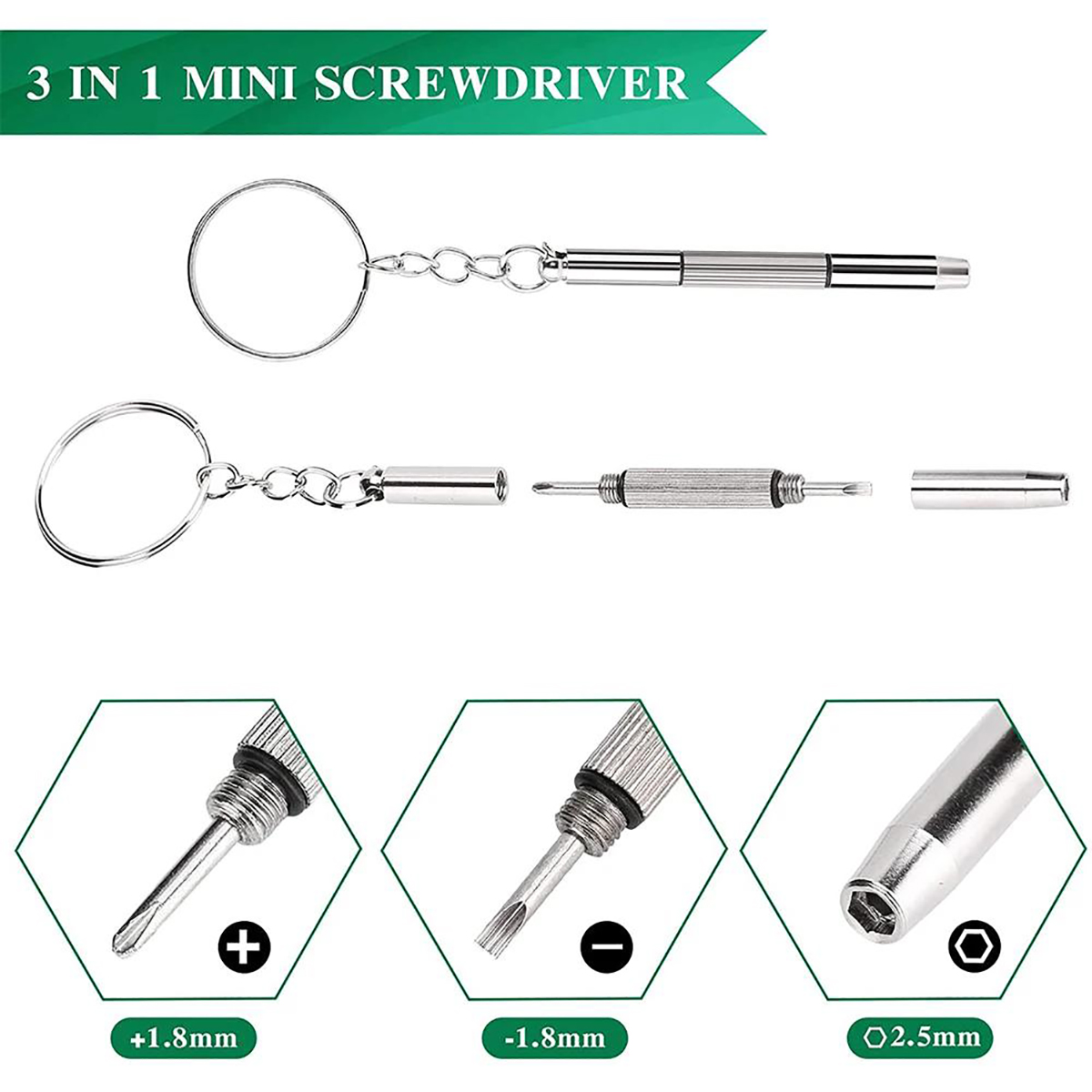 1/2PCS 정밀 3 in 1 스크루드라이버 미니 휴대 - Jewelry Repair & Watches Photos 리뷰 및 가격