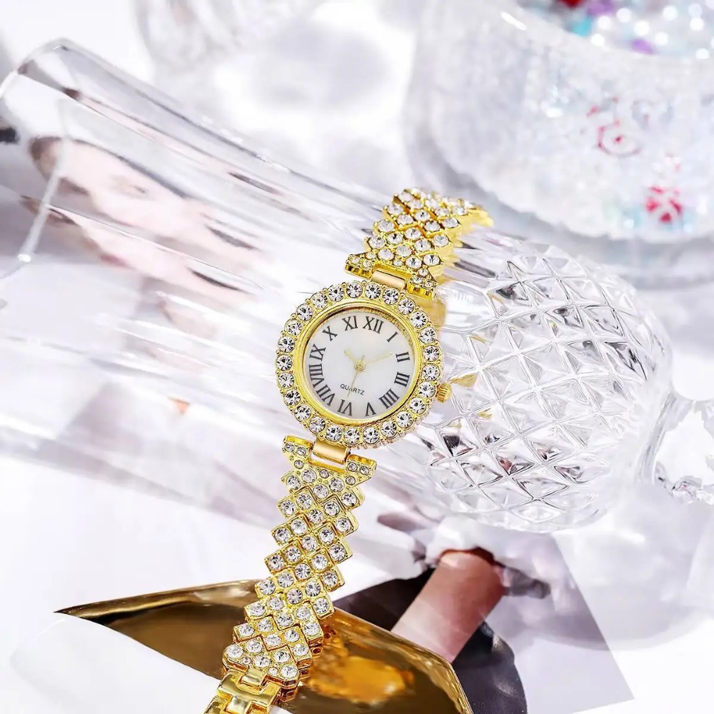 6개/세트 럭셔리 라인스톤 여성용 시계 패션 로마 다이 - Jewelry Watches Luxury 리뷰 및 가격
