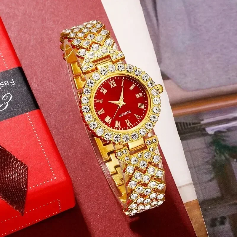 여성용 골든 럭셔리 시계 반지 목걸이 귀걸이 라인석 패 - Jewelry Watches Luxury 리뷰 및 가격