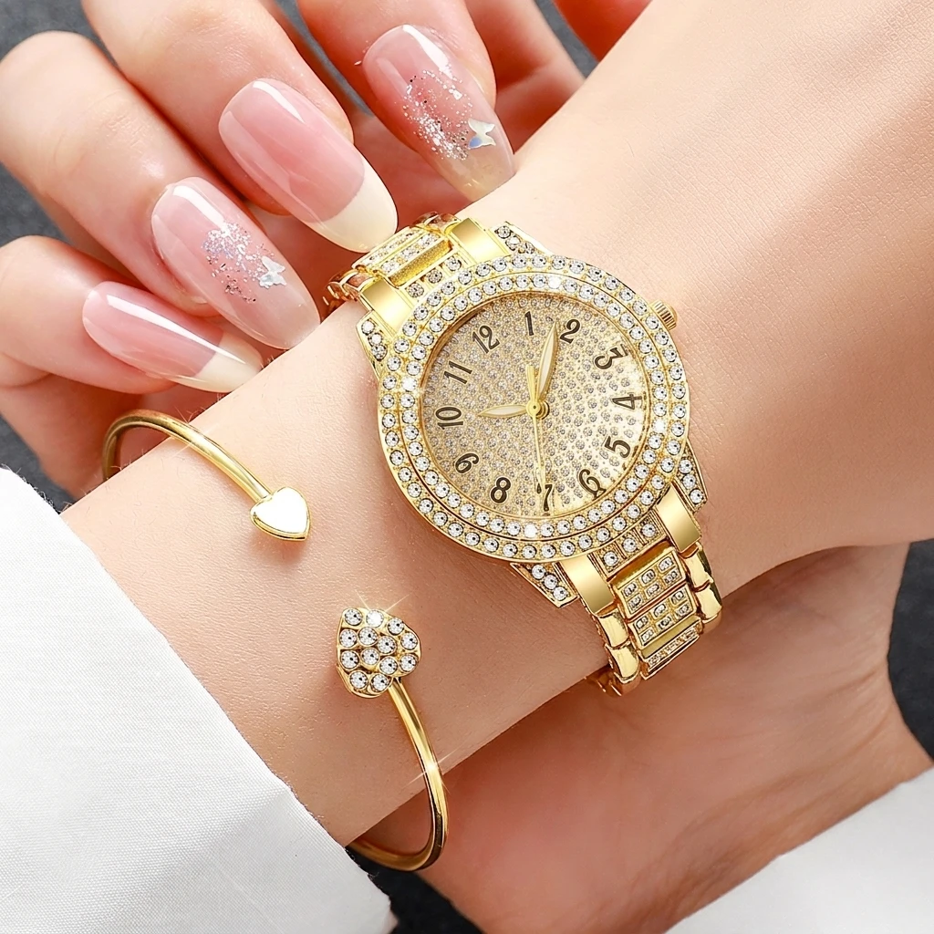 6종 패션 라인스톤 여성 시계 하트 쥬얼리 세트 고급  - Jewelry Watches Luxury 리뷰 및 가격