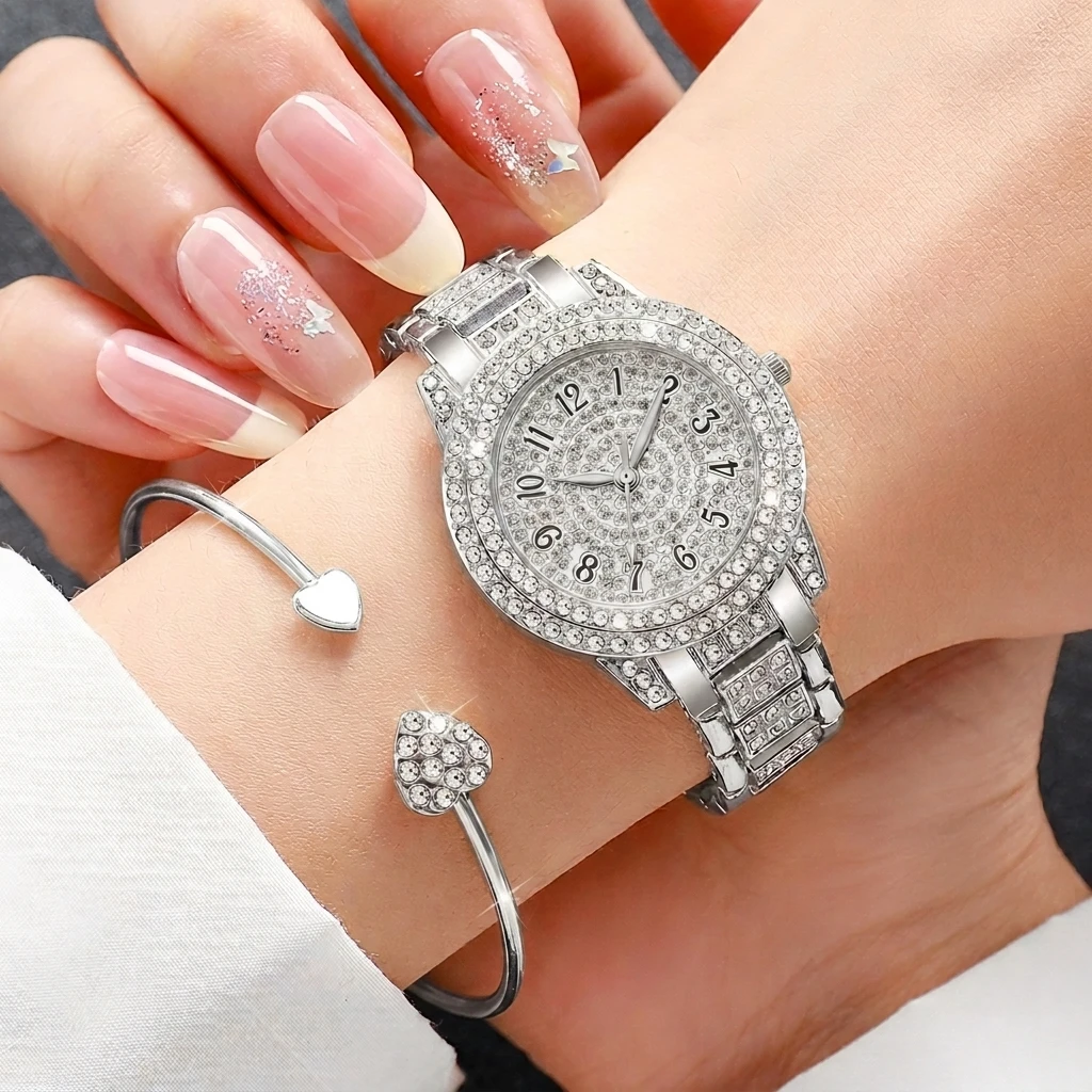 6종 패션 라인스톤 여성 시계 하트 쥬얼리 세트 고급  - Jewelry Watches Luxury 리뷰 및 가격